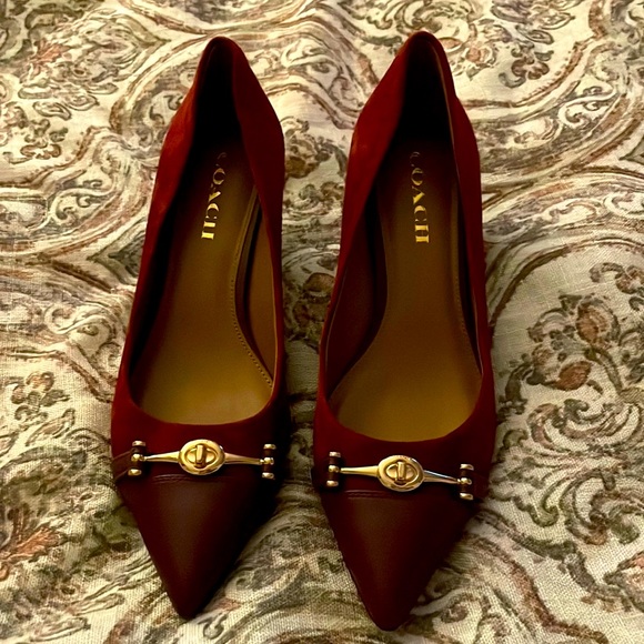 Coach Shoes - Coach Maroon Kitten Heels Sz 9
